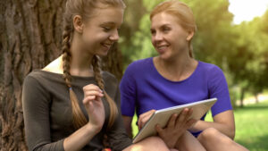 Parent And Child reviewing college application